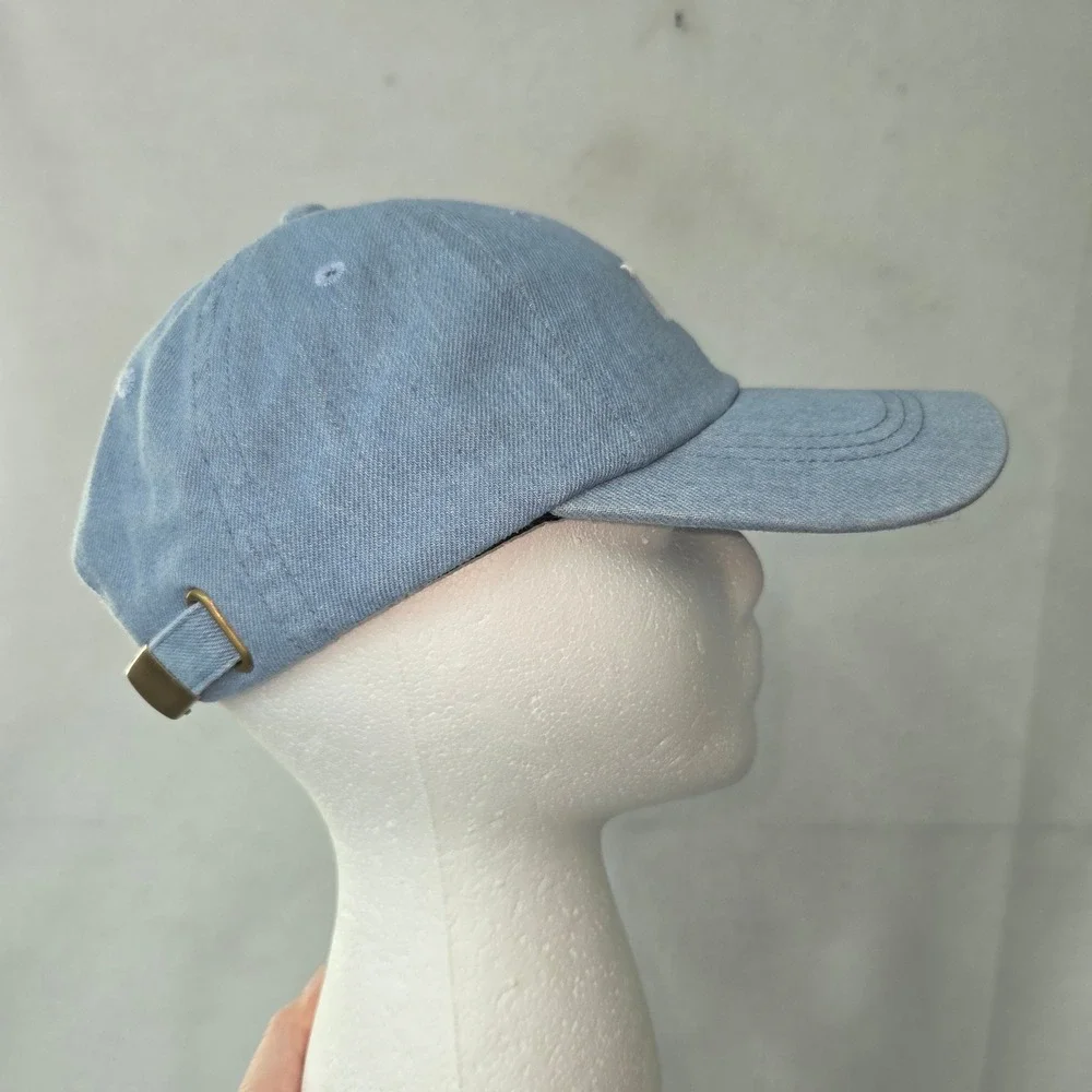 Zyia Active Baseball Cap Womens Light Blue Denim Embroidered Dad Hat Adjustable
